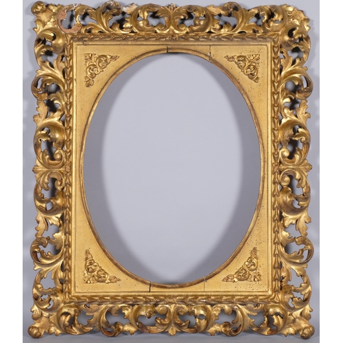 472 - 19th century carved Florentine beech frame, overall 70cm x 60cm, oval panel 48cm x 37cm