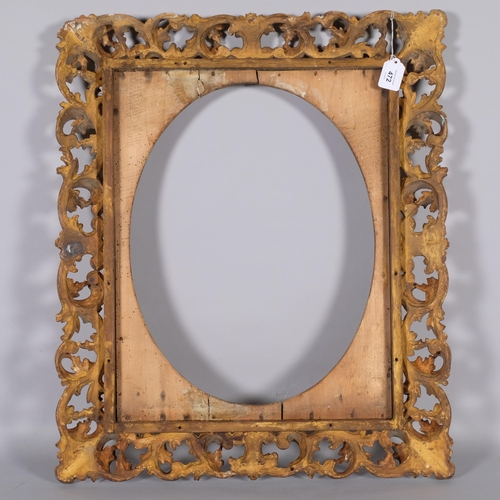 472 - 19th century carved Florentine beech frame, overall 70cm x 60cm, oval panel 48cm x 37cm