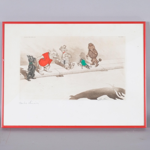 506 - 3 Boris O'Klein coloured etchings, Dirty Dogs of Paris Series, signed in pencil, individually framed... 