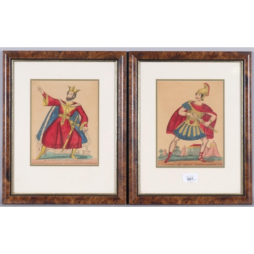 507 - 3 late 18th/early 19th century coloured etchings of Period figures in Classical costume, published b... 