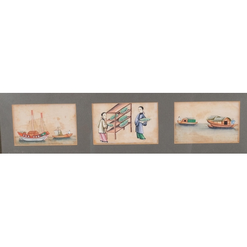 508 - 11 Chinese watercolours on rice paper, some in common frames, unsigned, most 9cm x 11cm