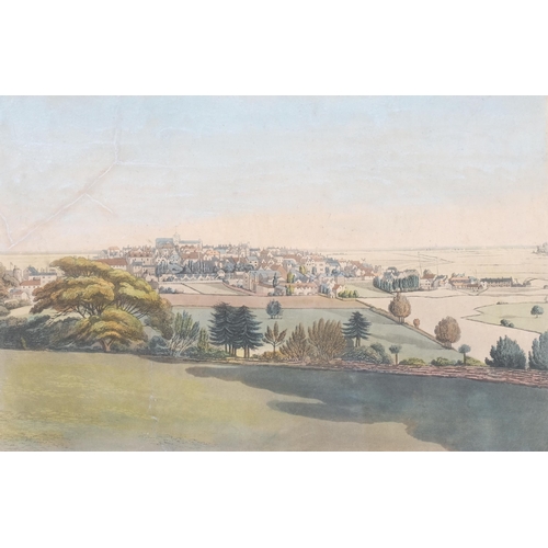 513 - Early 19th century north view of Rye, coloured engraving dated 1822, 46cm x 33cm, framed