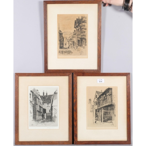 514 - 14 etchings of Rye, most by Sheppard Dale, signed in pencil, all framed