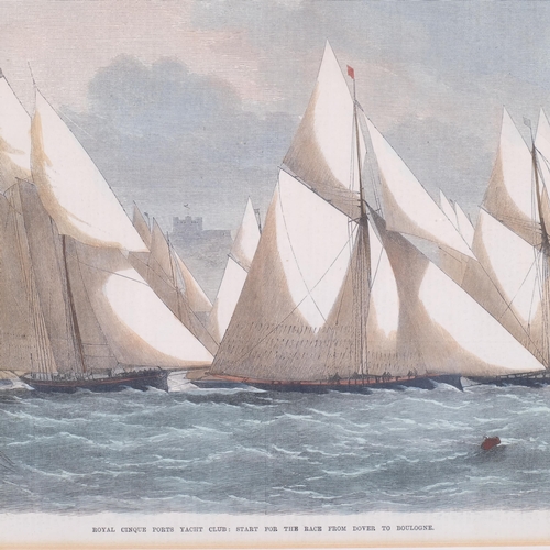 516 - A 19th century coloured print of Royal Cinque Port Yacht Club, start for the race from Dover to Boul... 