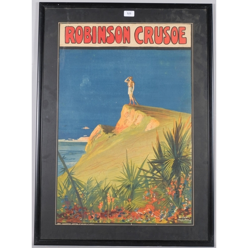 525 - Albert Morrow, a 1920s/30s Robinson Crusoe poster, published by John Waddington Ltd, 74cm x 49cm, fr... 