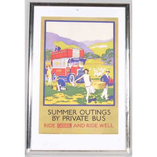 526 - A General Buses promotional poster, 2012 re-print, 76cm x 50cm, framed