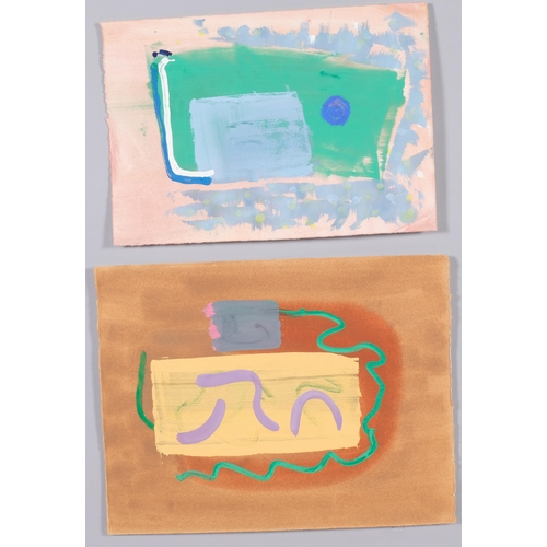 527 - Alistair Grant, 2 abstract compositions, watercolour gouache on paper, largest 29cm x 38cm, unframed... 