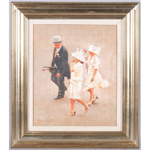 530 - Denis Syrett, Royal Ascot, 2000, oil on canvas, signed and dated, 29cm x 23cm, framed