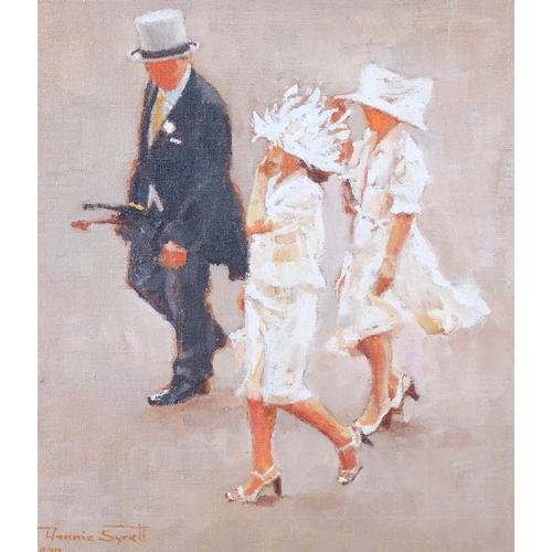 530 - Denis Syrett, Royal Ascot, 2000, oil on canvas, signed and dated, 29cm x 23cm, framed