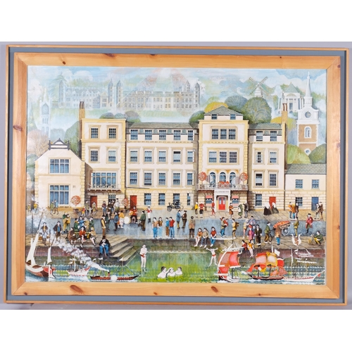 532 - David W Thompson, The Clarendon Hotel Gravesend, finely detailed pen and ink with oil on board, unsi... 