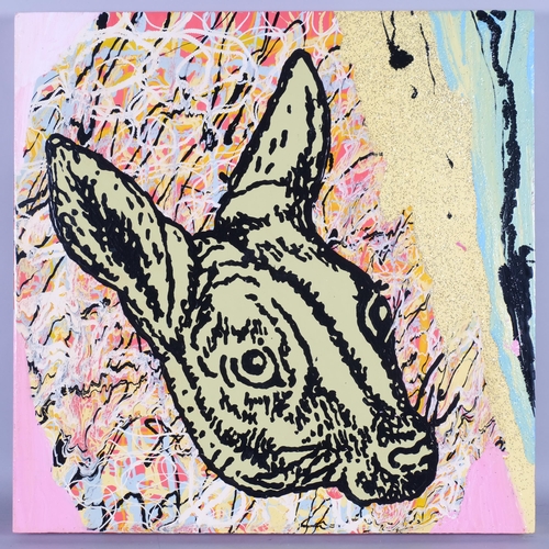 536 - Dan Baldwin, kangaroo, mixed media on board, details on reverse, 