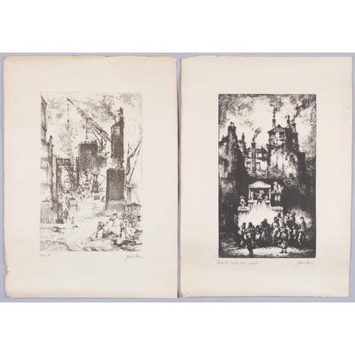 543 - Vladimir Kirin (Croatia), 5 lithographs of city scenes, circa 1920, stored rolled, each sheet 50cm x... 