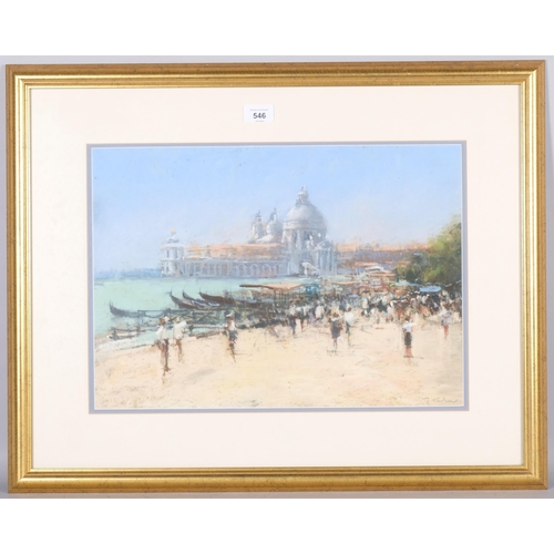 546 - Marc Grimshaw, Venice with St Mark's, pastel, 34cm x 46cm, framed