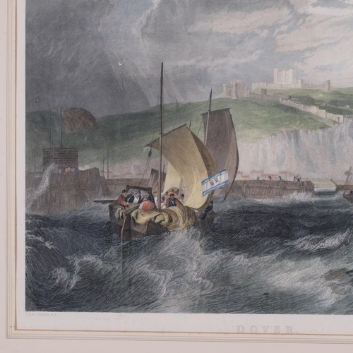 550 - After JMW Turner, coloured engraving of Dover Castle from the sea, published J T Willmore ABA 1851, ... 