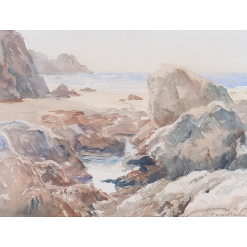 567 - Margaret Mary Waller, coastal scene, watercolour, signed, 50cm x 34.5cm, framed