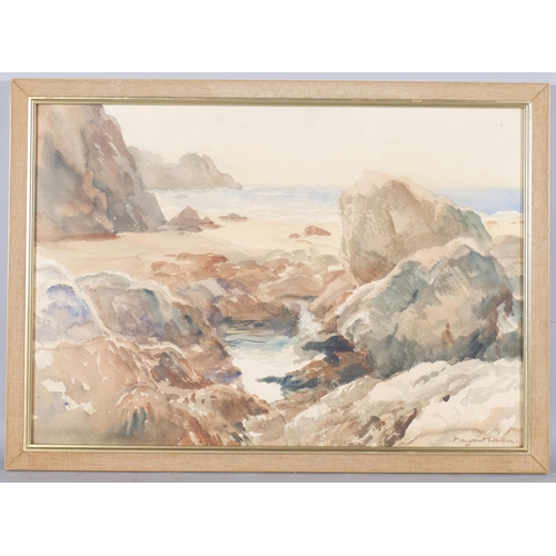 567 - Margaret Mary Waller, coastal scene, watercolour, signed, 50cm x 34.5cm, framed