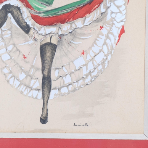 569 - Janicotte, study of Parisian Can-Can dancer, watercolour, signed, 27cm x 32cm