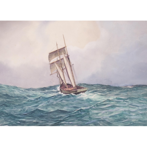 570 - Manner of Edward Beale, late 19th/early 20th century watercolour, yacht in sail, unsigned, 52cm x 36... 