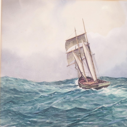 570 - Manner of Edward Beale, late 19th/early 20th century watercolour, yacht in sail, unsigned, 52cm x 36... 