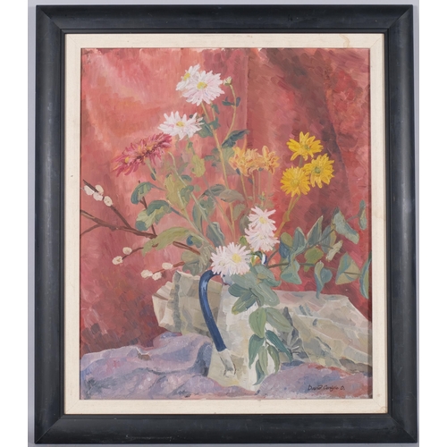 574 - David Carlyle Platts (Calcutta, India, born 1940), still life flowers, oil on canvas, signed/inscrib... 