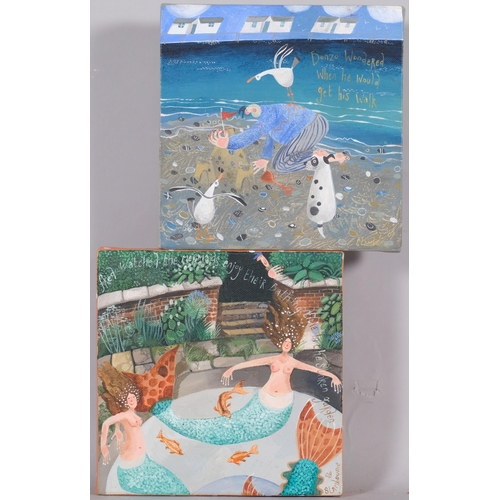 580 - Stephanie Lambourne, a pair of 21st century paintings entitled In The Fish Pond and Bonzo's Walk, ac... 