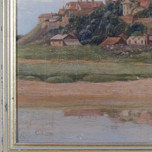 591 - C Low, view of Rye from harbour, late 19th/early 20th century, oil on canvas, signed, 48cm x 31cm, f... 