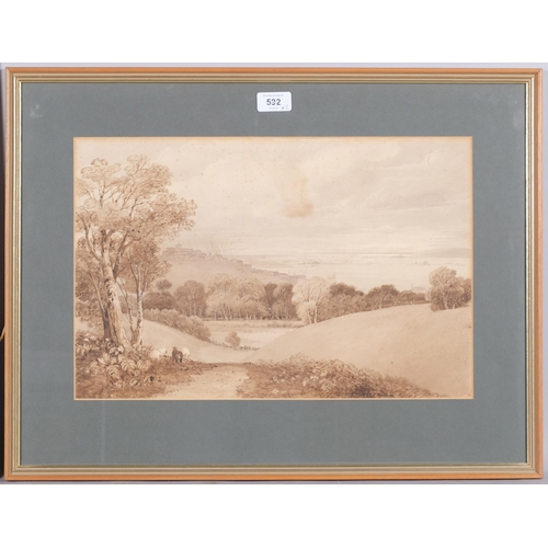 592 - 2 x 19th century watercolours, views of Rye, 1 indistinctly signed, 44cm x 30cm, both framed