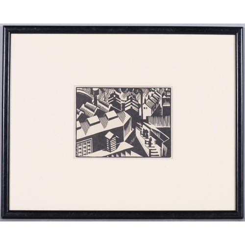 596 - Edward Wadsworth (1889-1949), woodcut on paper, Yorkshire, 10.5cm x 14.5cm, mounted, glazed and fram... 