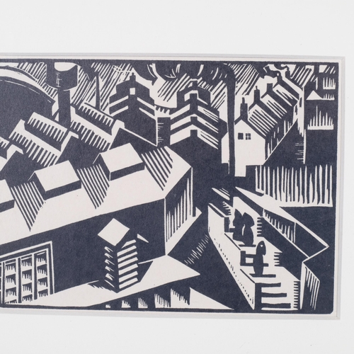 596 - Edward Wadsworth (1889-1949), woodcut on paper, Yorkshire, 10.5cm x 14.5cm, mounted, glazed and fram... 