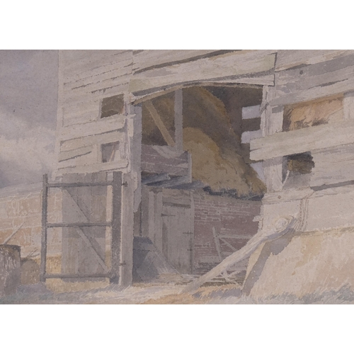 598 - Lyndon Goodwin Harris, (1928-2006), watercolour on paper, An Old Barn, 26cm x 35.5cm, mounted, glaze... 