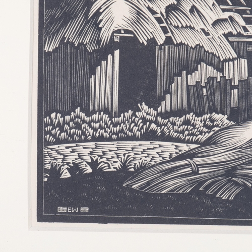 604 - Ethelbert White (1891-1972), wood engraving on paper, The Old Barn, signed with initials in the plat... 