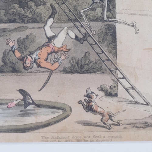 609 - Thomas Rowlandson (1756-01827), etching with aquatint, with hand colouring, The Gallant’s Downfall, ... 