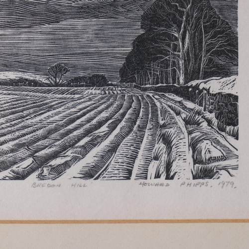 611 - Howard Phipps (b.1954), limited edition wood engraving on paper, Bredon Hill – Winter (1979), signed... 