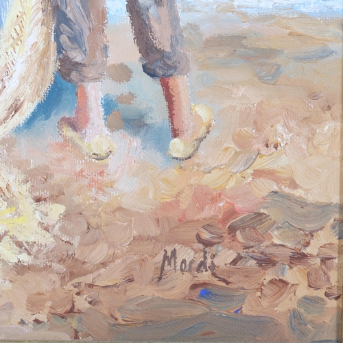 613 - Mardi Barrie (1931-2004), oil on canvas, Mediterranean Beach Scene, signed lower right, 40cm x 32cm,... 