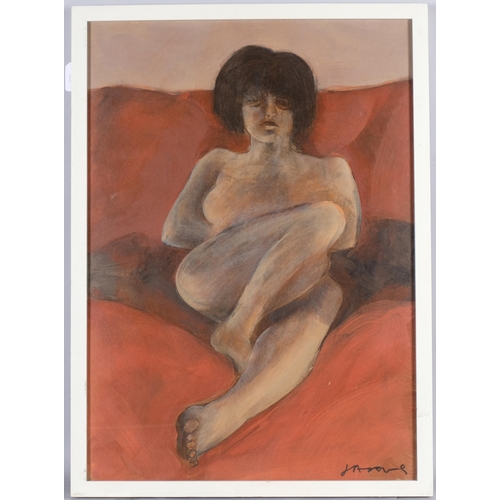 627 - Roland Jarvis, nude study, circa 1980s, acrylic on board, signed, 66cm x 47cm, framed