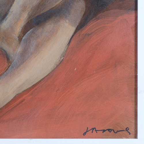 627 - Roland Jarvis, nude study, circa 1980s, acrylic on board, signed, 66cm x 47cm, framed