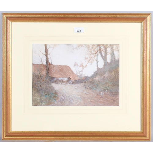 633 - Edward Stott, farmyard scene, pastel, late 19th century, unsigned, 33cm x 25cm, framed