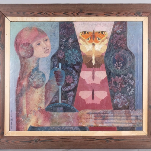 637 - J Ferrer Albor, surrealist study, oil on canvas, signed, 72cm x 59cm, framed