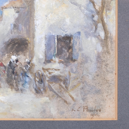 638 - L C Powels, Continental street scene, watercolour, signed and dated 1904, 19cm x 15cm, framed