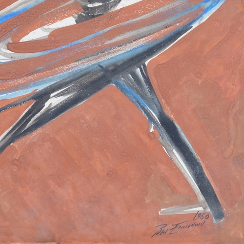 648 - Manner of Ben Enwonwu, abstract figure, watercolour, signed and dated 1960, 75cm x 55cm, unframed