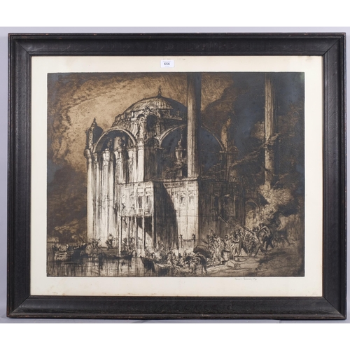 656 - Sir Frank Brangwyn (1867 - 1956), Mosque Constantinople, etching, signed in pencil, plate 59cm x 73c... 