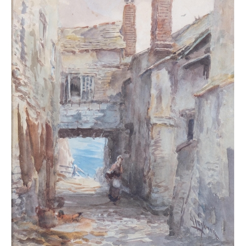 665 - Alfred Leyman (1856-1933) Continental back street, 19th century watercolour, signed, 35cm x 27cm, fr... 