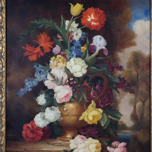 667 - M Van Os (1780 - 1862), still life flowers in an urn, oil on canvas, 75cm x 62cm, framed