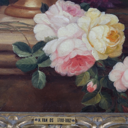 667 - M Van Os (1780 - 1862), still life flowers in an urn, oil on canvas, 75cm x 62cm, framed