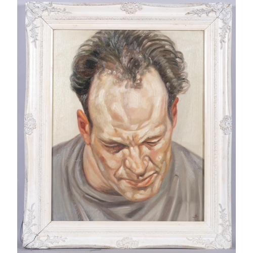 686 - Portrait of a man, contemporary oil on board, 50cm x 40cm, framed