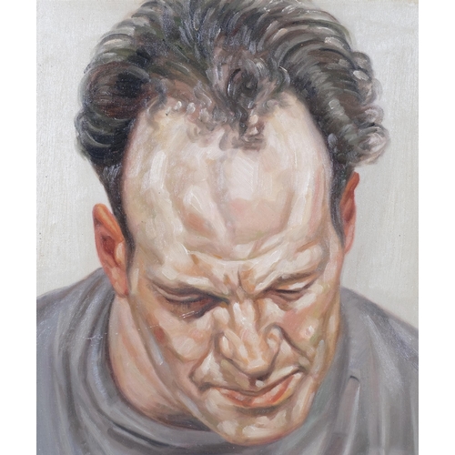 686 - Portrait of a man, contemporary oil on board, 50cm x 40cm, framed