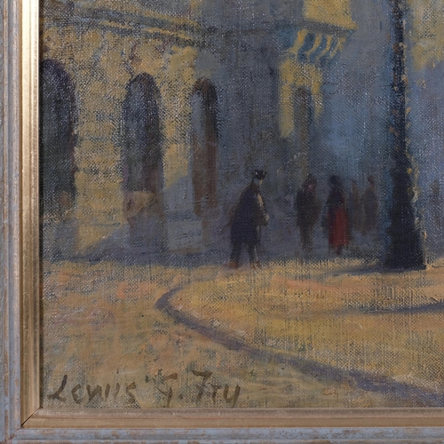 697 - Lewis George Fry (1860 - 1933), Continental city scene, oil on board, 51cm x 64cm, framed