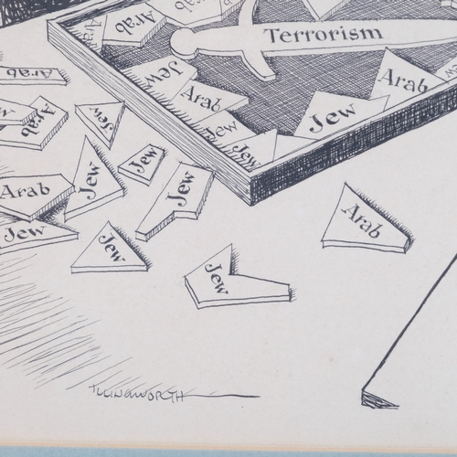 703 - Leslie Gilbert Illingworth (1902 - 1979), The Palestine Puzzle, original pen and ink political carto... 