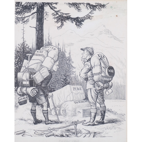 704 - Leslie Gilbert Illingworth (1902 - 1979), Striking Camp, original pen and ink political cartoon, 39c... 