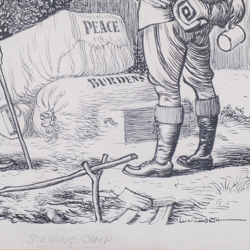 704 - Leslie Gilbert Illingworth (1902 - 1979), Striking Camp, original pen and ink political cartoon, 39c... 